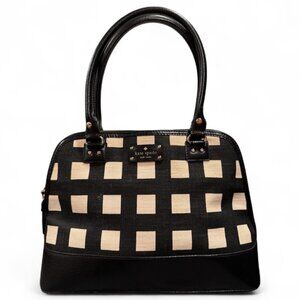 Kate Spade Large Wellesley Rachelle Satchel Shoulder Black White Check